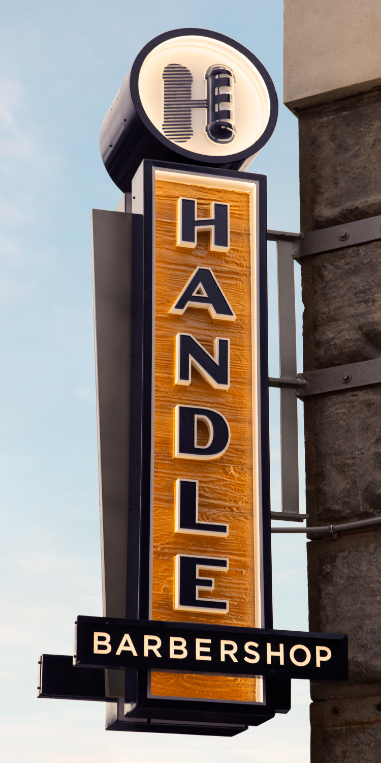 Handle Barbershop Outdoor Sign in Little Rock, Arkansas—by Hunter Oden of oden.house